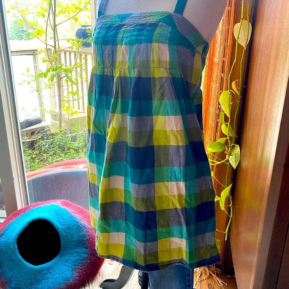 Billabong Teal Chartreuse Unique Plaid Sun Mini